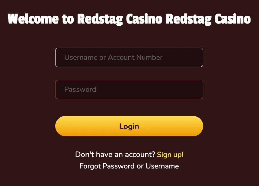 Red Stag Casino login page